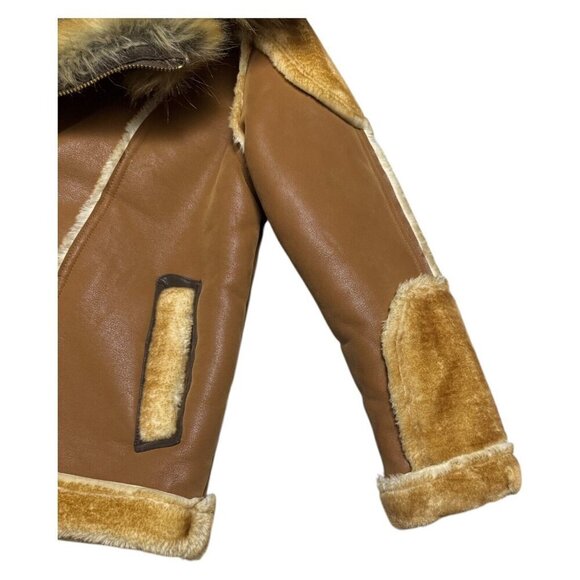 JORDAN CRAIG El Jefe Luxury SHEARLING Moto Jacket Faux Fur Winter Coat Womens 12 - Picture 6 of 10